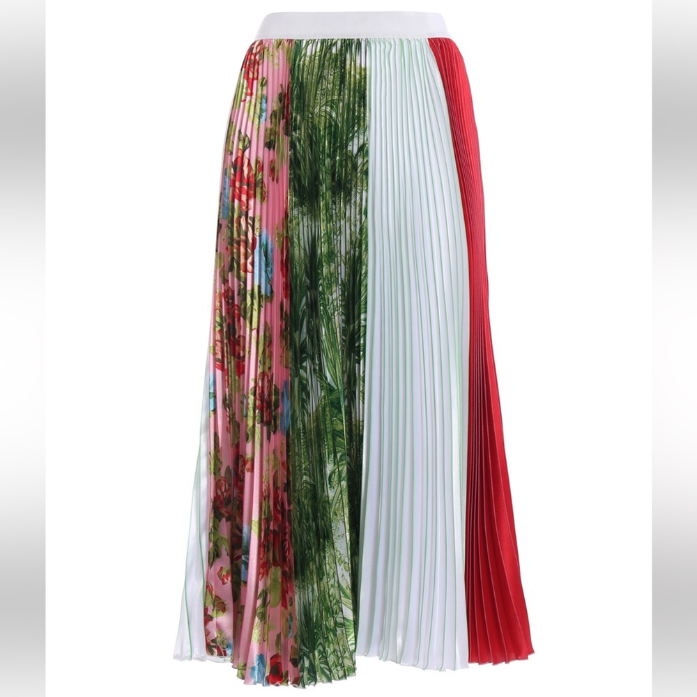 MSGM patchwork pleated midi skirt